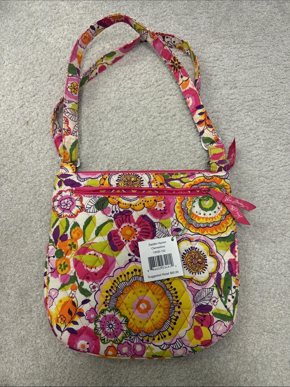 Vera Bradley Pink Floral Quilted Crossbody Bag - Picture 2 of 2